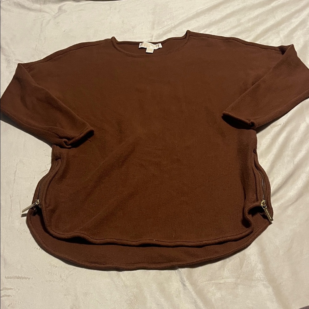 Michael Kors brown Sweater with Gold Zipper